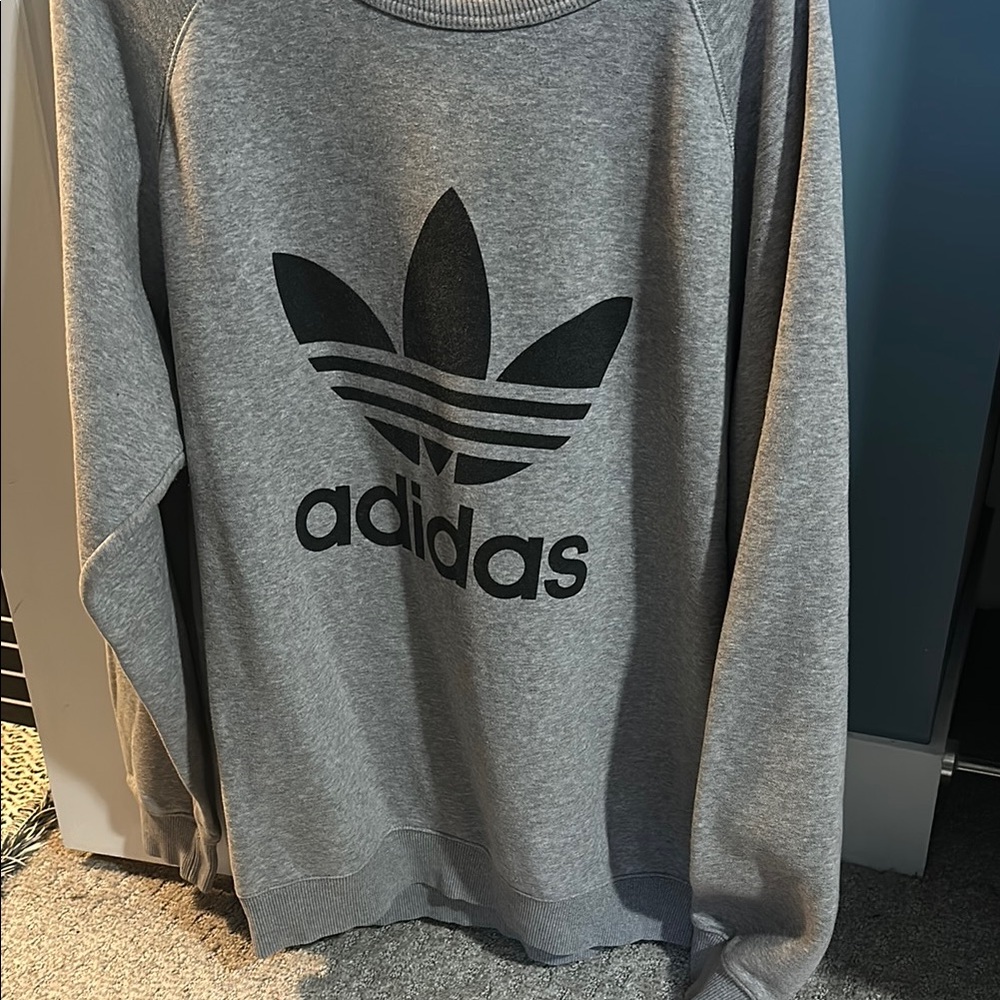 Adidas Gray Crewneck Sweater with Relaxed Fit